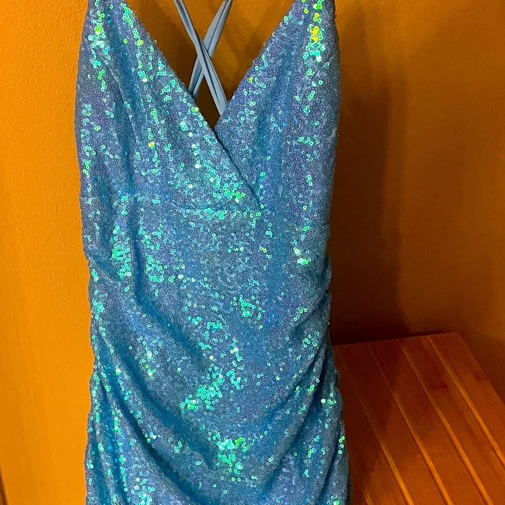 Sequin drawstring mini dress “Lovesome”